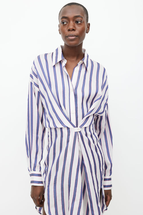 Isabel Marant Étoile White, Navy 
Pink Stripe Seenli Shirt Dress