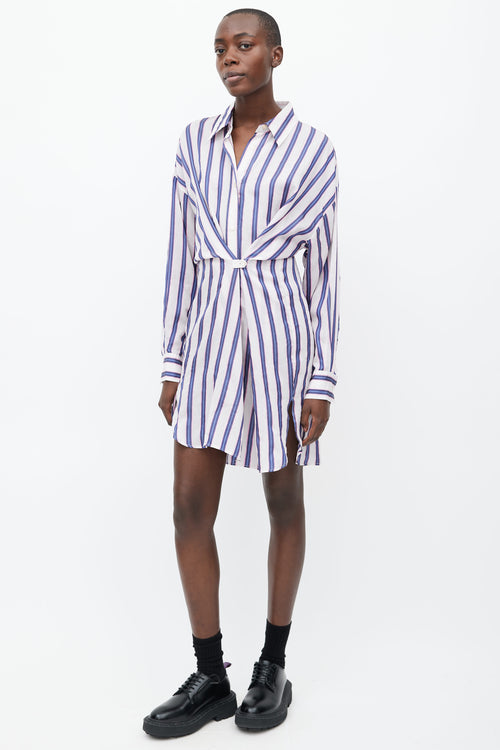 Isabel Marant Étoile White, Navy 
Pink Stripe Seenli Shirt Dress