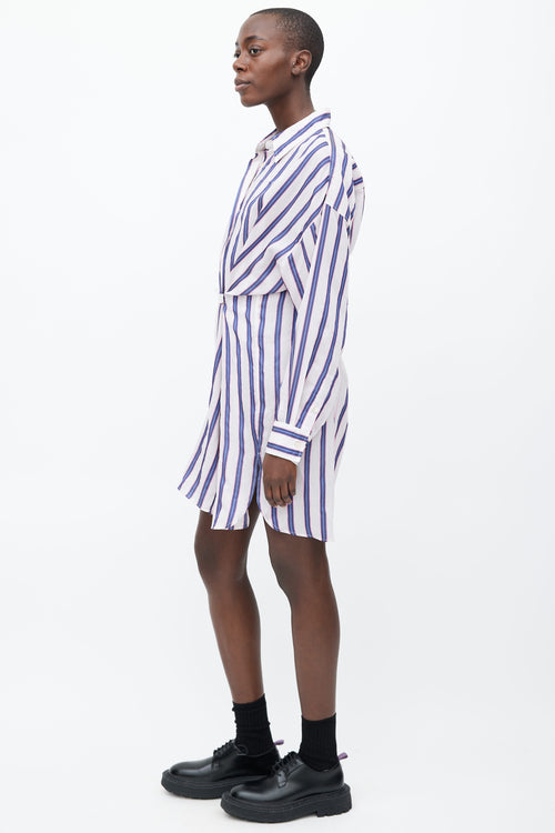 Isabel Marant Étoile White, Navy 
Pink Stripe Seenli Shirt Dress