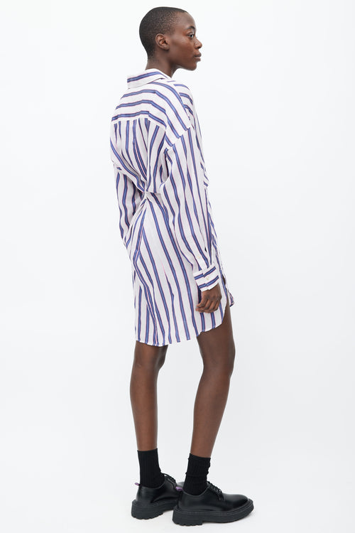 Isabel Marant Étoile White, Navy 
Pink Stripe Seenli Shirt Dress