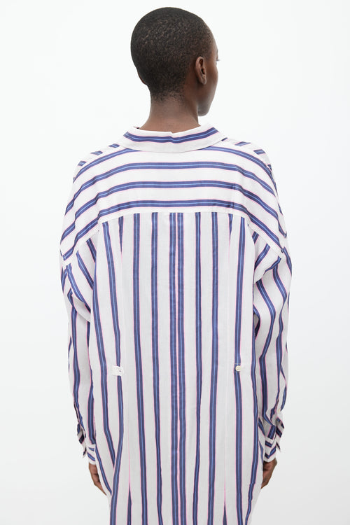 Isabel Marant Étoile White, Navy 
Pink Stripe Seenli Shirt Dress