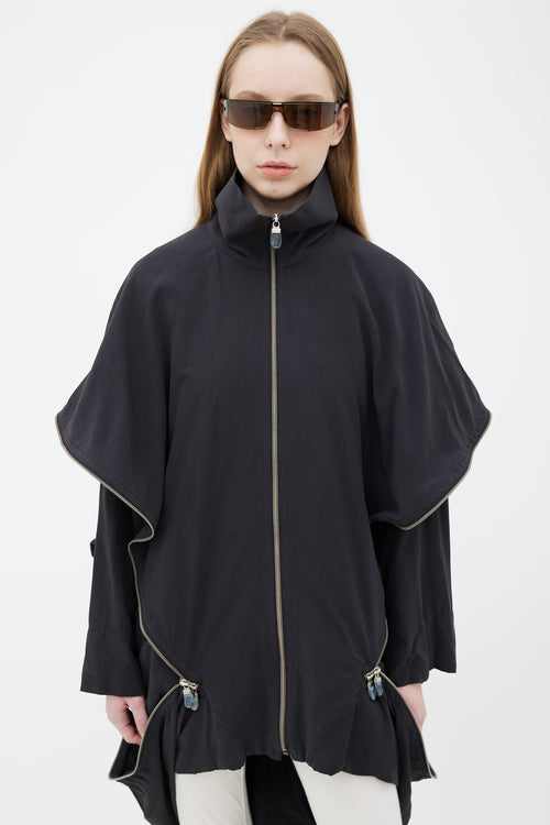 Issey Miyake 2019 Black Asymmetrical Zipper Jacket