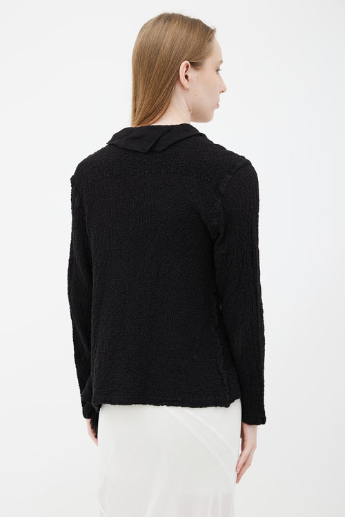 Issey Miyake Black Ruffle Open Long Sleeve Cardigan