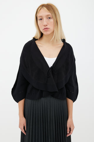 Issey Miyake Black Cut-Out Cardigan