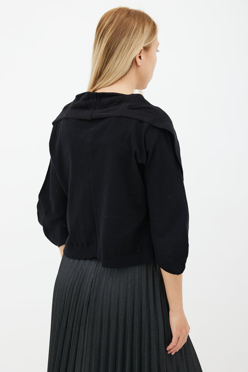 Issey Miyake Black Cut-Out Cardigan