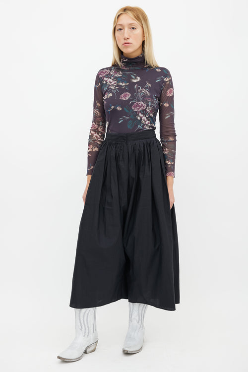 Issey Miyake Black Oversized Drop Seat Crop Pant