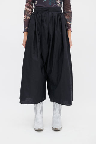 Issey Miyake Black Oversized Drop Seat Crop Pant