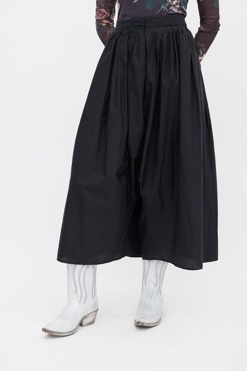 Issey Miyake Black Oversized Drop Seat Crop Pant