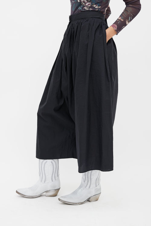 Issey Miyake Black Oversized Drop Seat Crop Pant