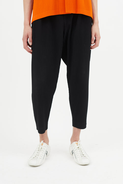 Issey Miyake Black Pleated Tapered Trouser