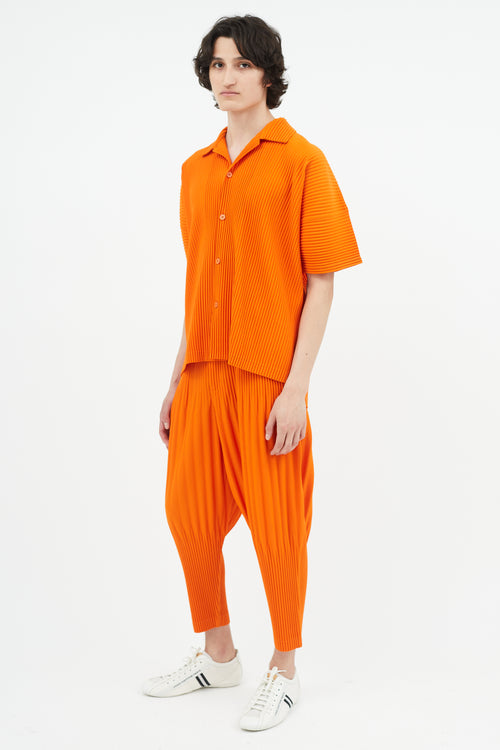 Issey Miyake Orange Pleated Tapered Trouser