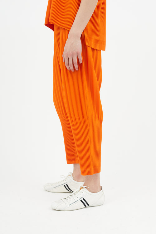 Issey Miyake Orange Pleated Tapered Trouser