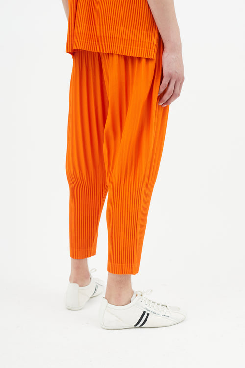 Issey Miyake Orange Pleated Tapered Trouser