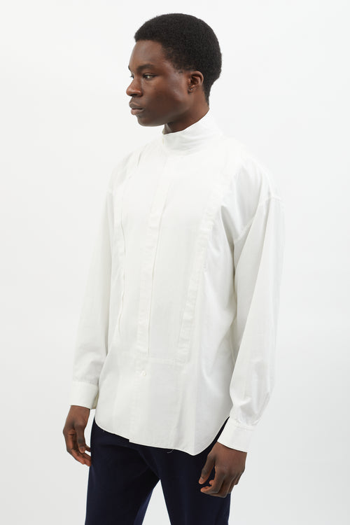 Issey Miyake White Asymmetrical Long Sleeve Shirt