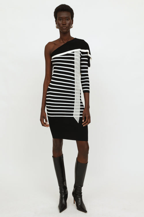 Jean Paul Gaultier Black 
White Striped Dress