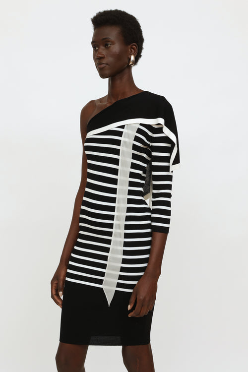 Jean Paul Gaultier Black 
White Striped Dress