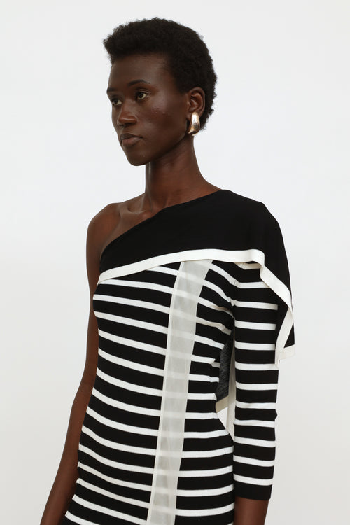 Jean Paul Gaultier Black 
White Striped Dress