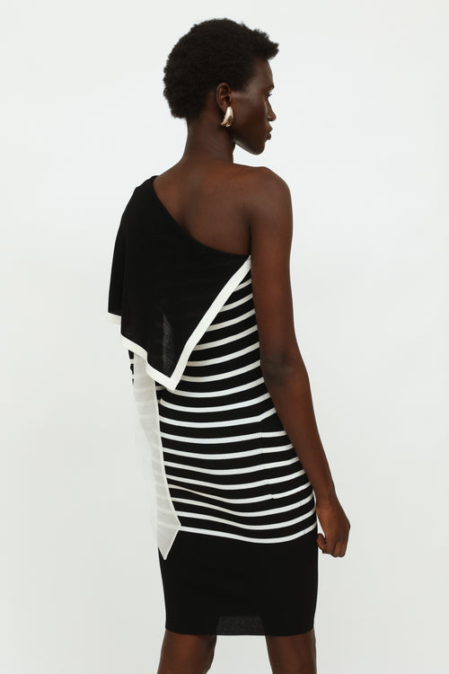 Jean Paul Gaultier Black 
White Striped Dress