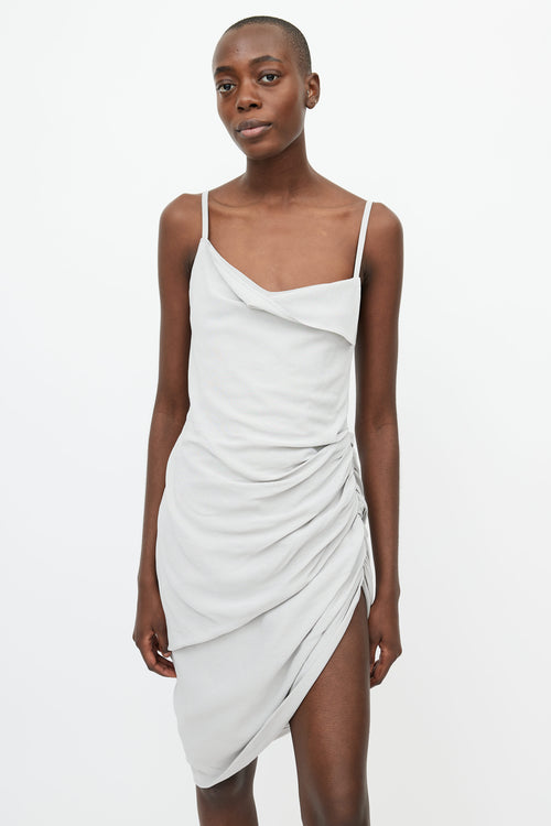 Jacquemus SS 2022 Grey Le Splash Gathered Backless Dress