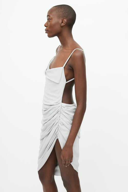 Jacquemus SS 2022 Grey Le Splash Gathered Backless Dress