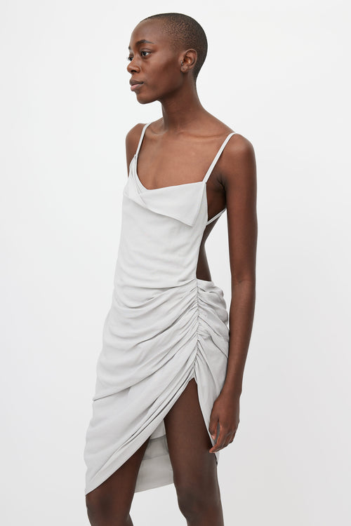 Jacquemus SS 2022 Grey Le Splash Gathered Backless Dress