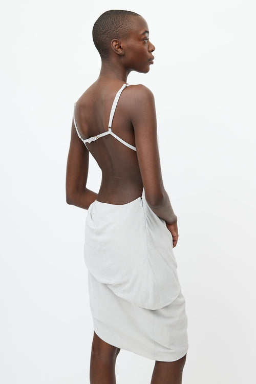 Jacquemus SS 2022 Grey Le Splash Gathered Backless Dress