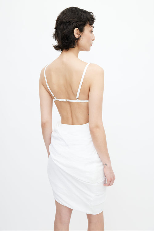 Jacquemus SS 2022 White Le Splash Gathered Backless Dress