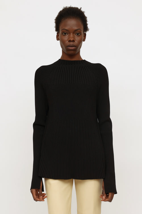 Black Ribbed Lace Top Jason Wu