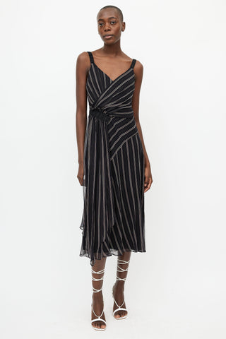 Jason Wu Black 
Pink Silk Stripe  Dress