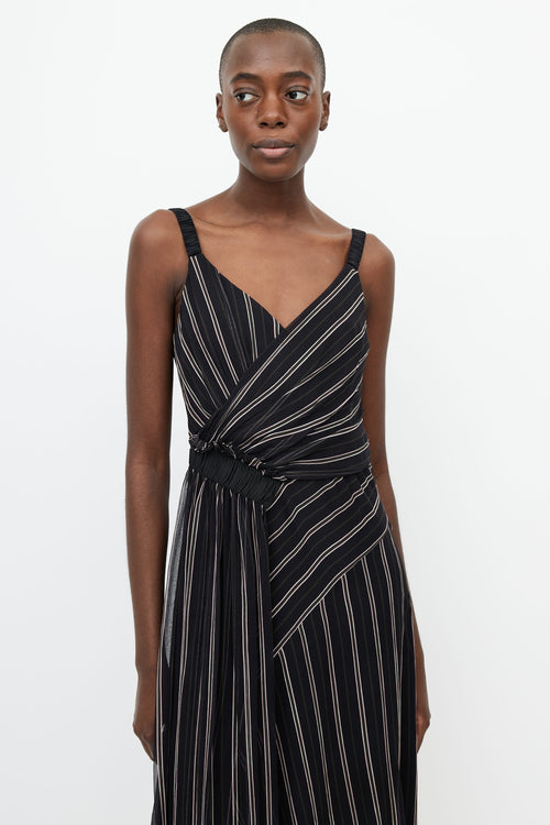 Jason Wu Black 
Pink Silk Stripe  Dress