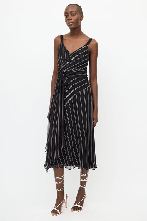 Jason Wu Black 
Pink Silk Stripe  Dress