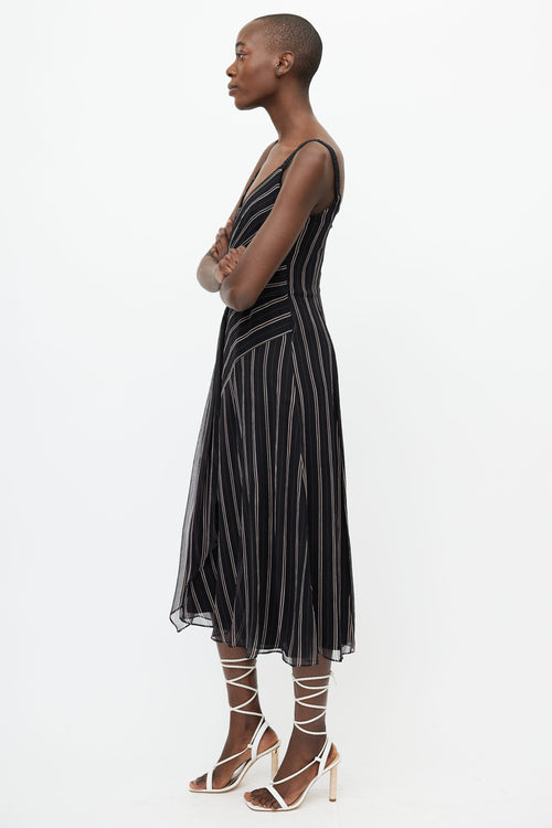 Jason Wu Black 
Pink Silk Stripe  Dress