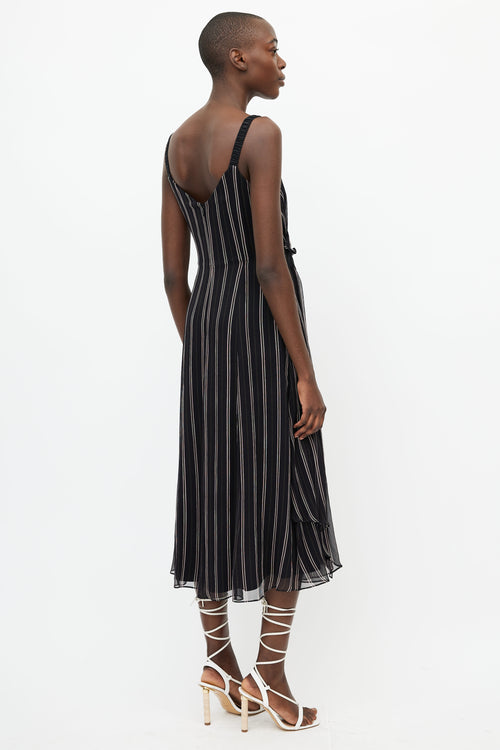 Jason Wu Black 
Pink Silk Stripe  Dress