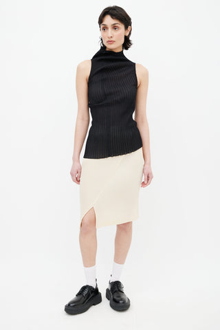 Jil Sander Black Asymmetric Pleated Top