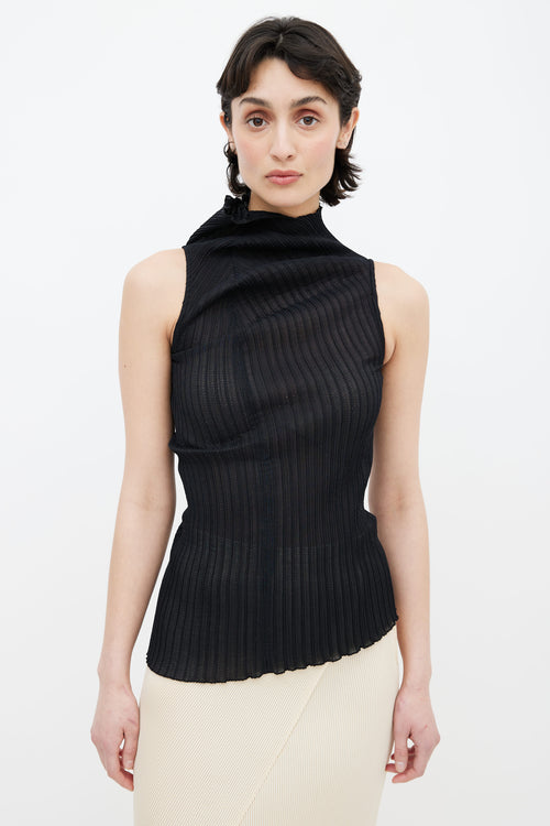 Jil Sander Black Asymmetric Pleated Top