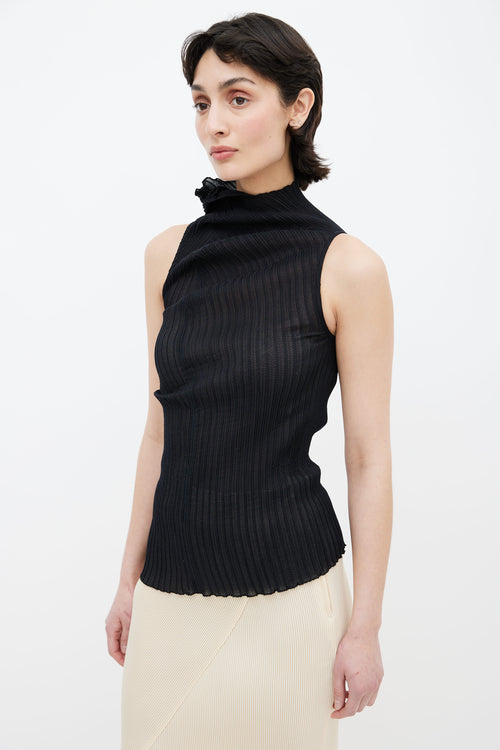 Jil Sander Black Asymmetric Pleated Top