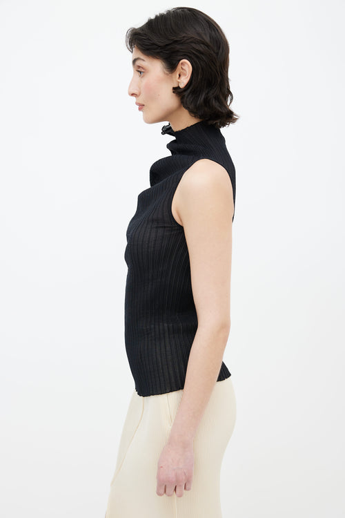 Jil Sander Black Asymmetric Pleated Top