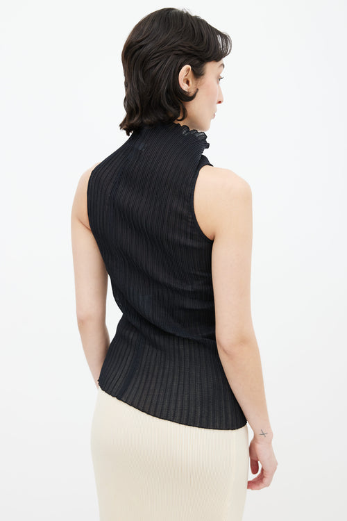 Jil Sander Black Asymmetric Pleated Top