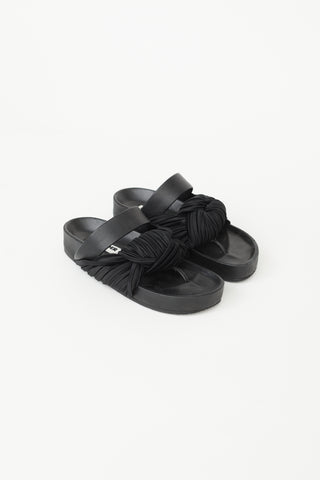 Jil Sander Black Leather Knotted Strap Sandal