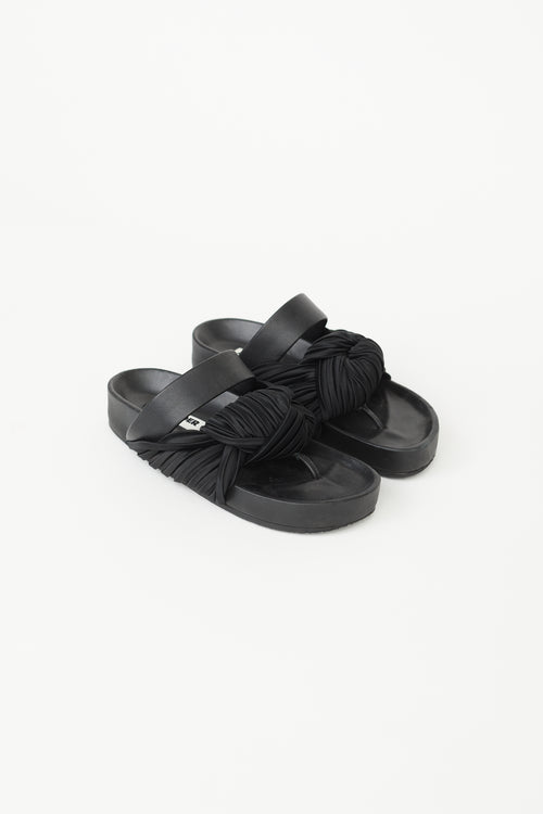 Jil Sander Black Leather Knotted Strap Sandal