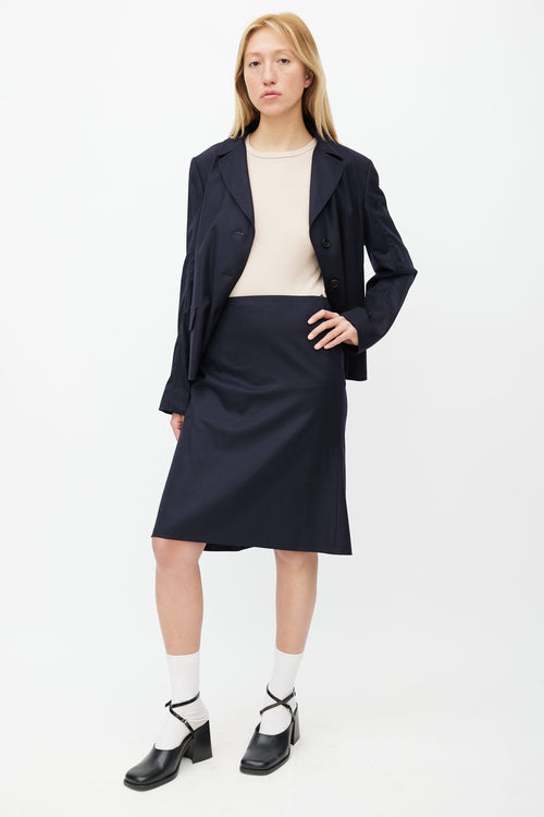 Jil Sander Navy Blazer 
Skirt Set