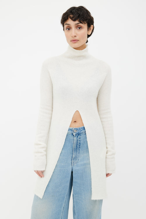 Jil Sander Cream Open Long Turtleneck Sweater