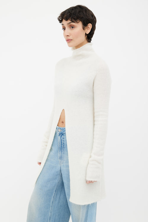 Jil Sander Cream Open Long Turtleneck Sweater