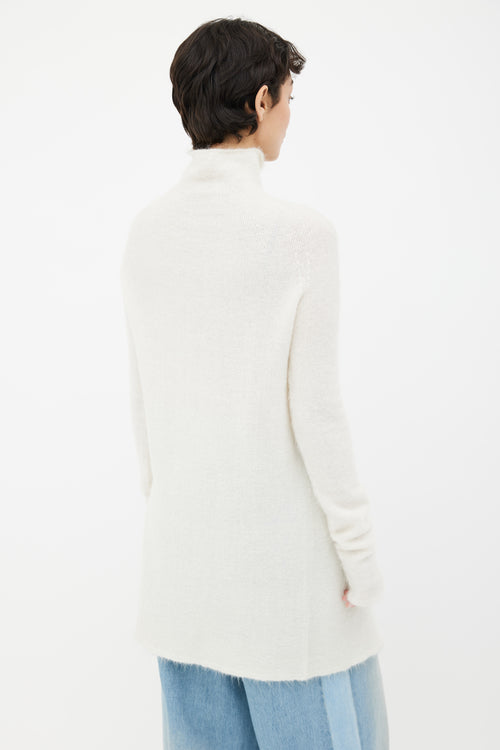 Jil Sander Cream Open Long Turtleneck Sweater