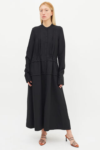 Jil Sander Black Long Sleeve Button Dress