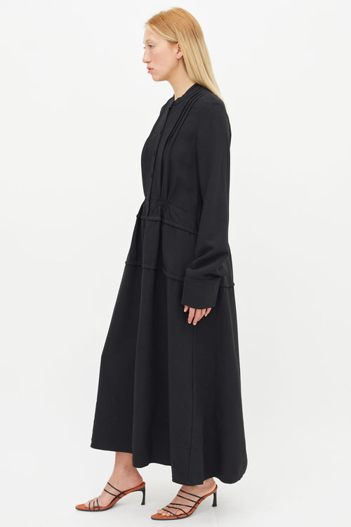 Jil Sander Black Long Sleeve Button Dress