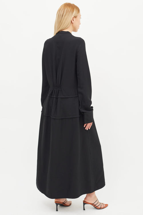 Jil Sander Black Long Sleeve Button Dress