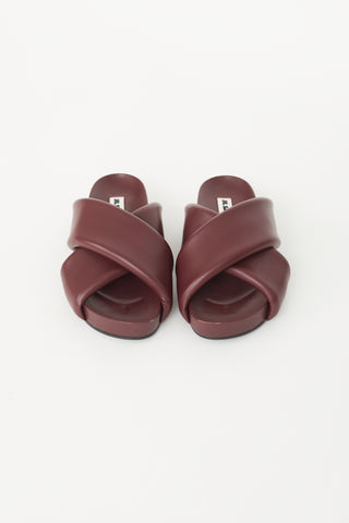 Jil Sander Burgundy Padded Leather Strap Sandal