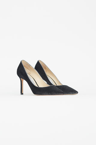 Jimmy Choo Grey Crushed Velvet Romy 85 Pump