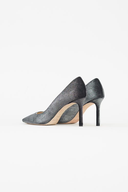 Jimmy Choo Grey Crushed Velvet Romy 85 Pump